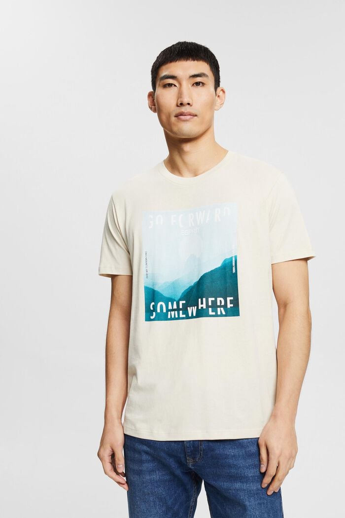 Camiseta de algodón ecológico con estampado, CREAM BEIGE, detail image number 0