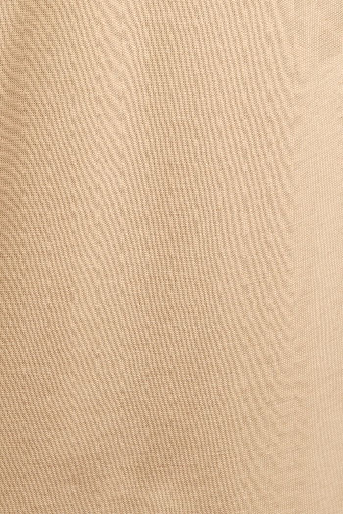 Camiseta de cuello redondo en tejido jersey de algodón Pima, BEIGE, detail image number 4