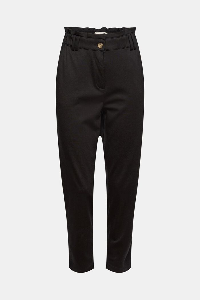 Pantalón de punto con cintura elástica, BLACK, overview