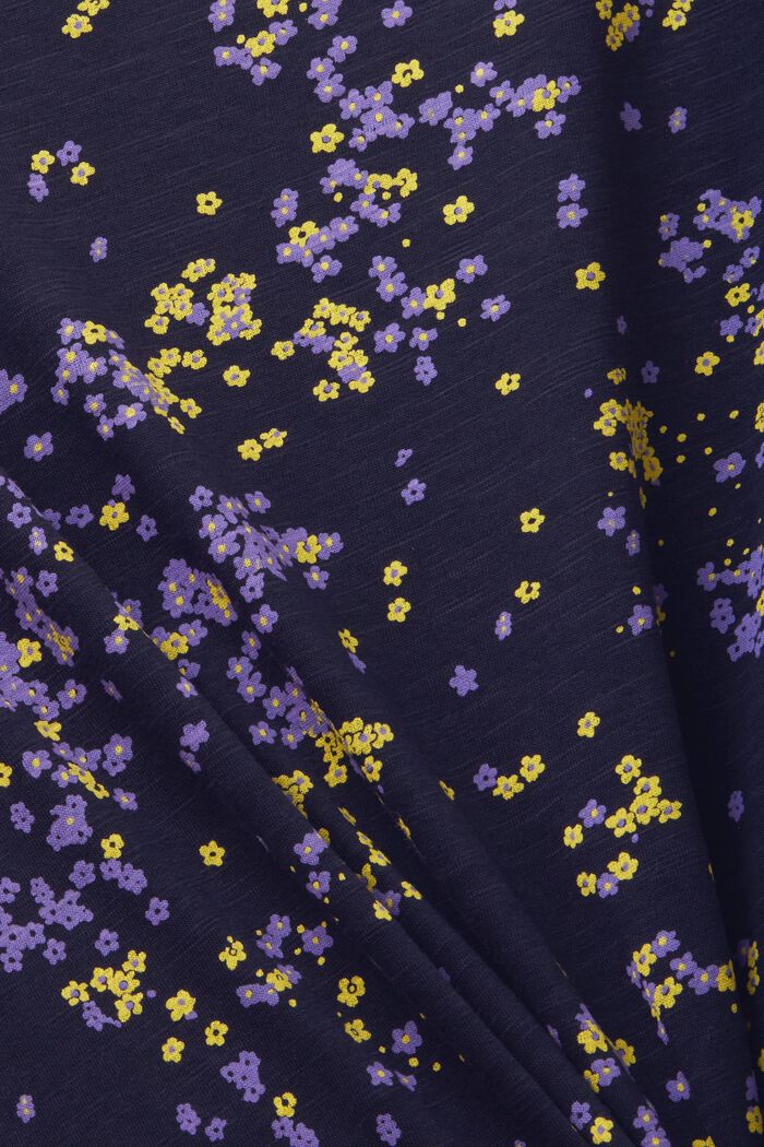 Camiseta de algodón con estampado floral, NAVY, detail image number 4