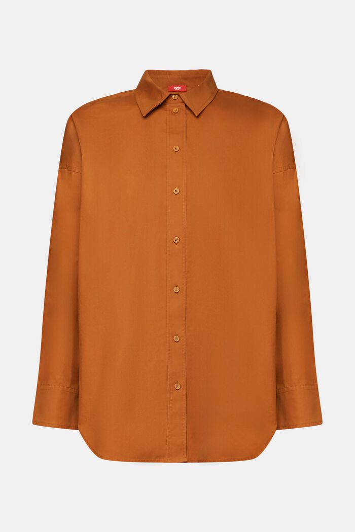 Camisa en popelina de algodón, CARAMEL, detail image number 6