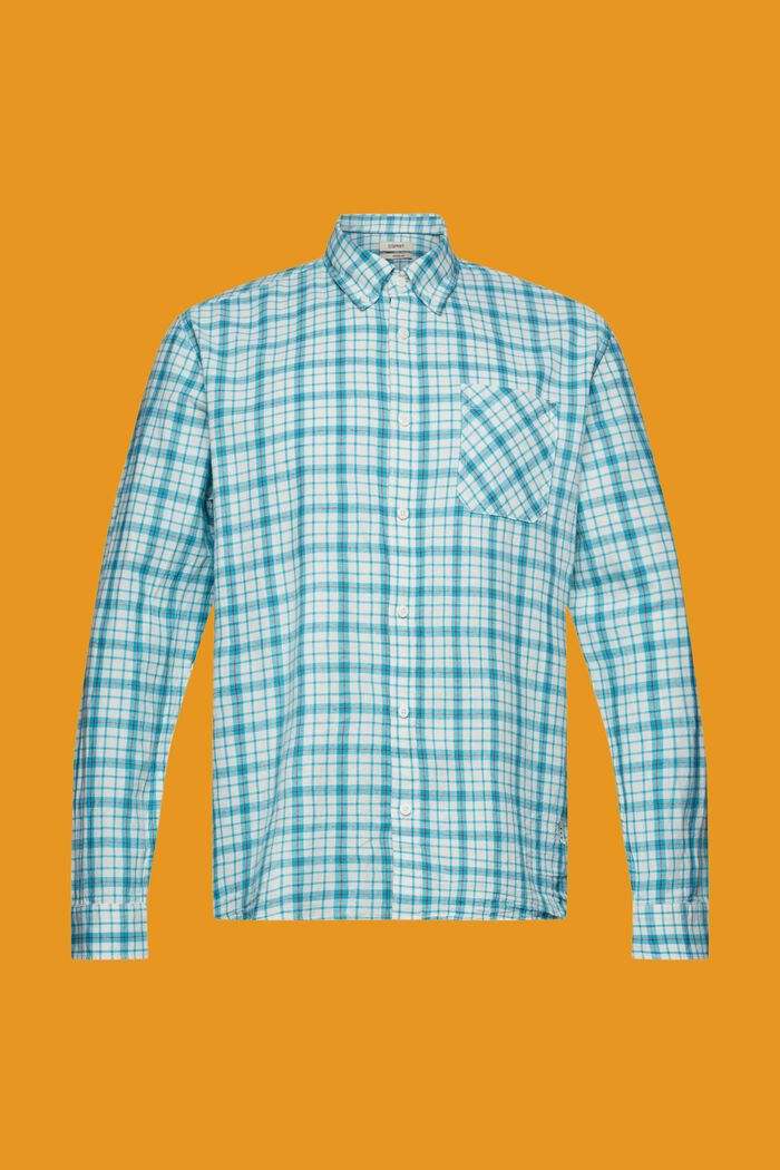 Camiseta a cuadros en algodón sostenible, AQUA GREEN, detail image number 6
