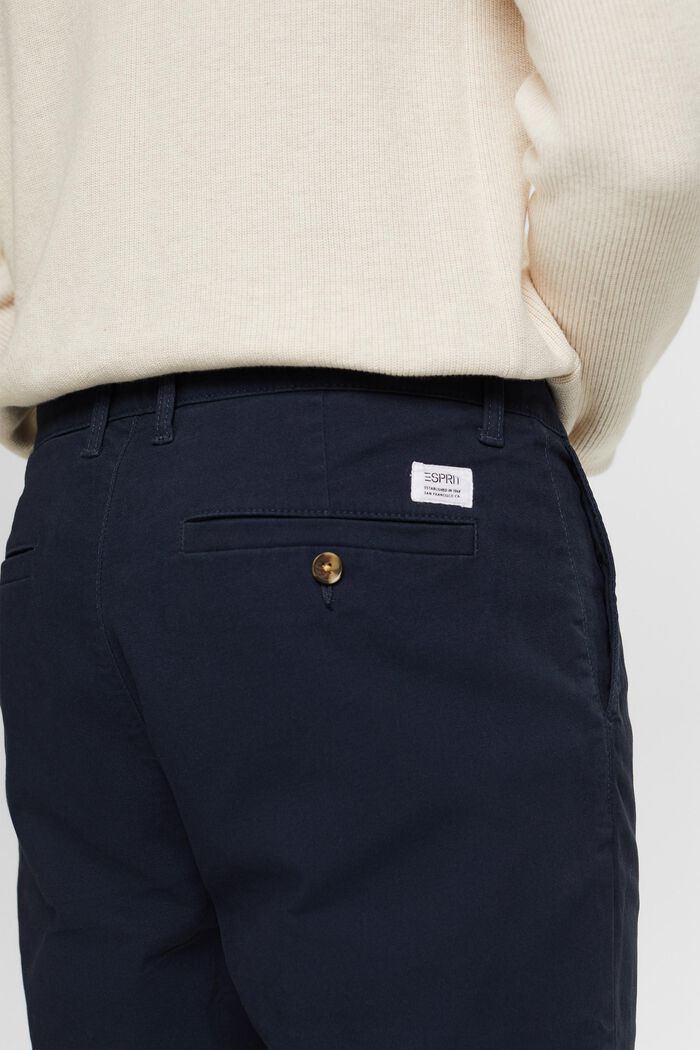 Pantalones chinos, algodón elástico, NAVY, detail image number 4