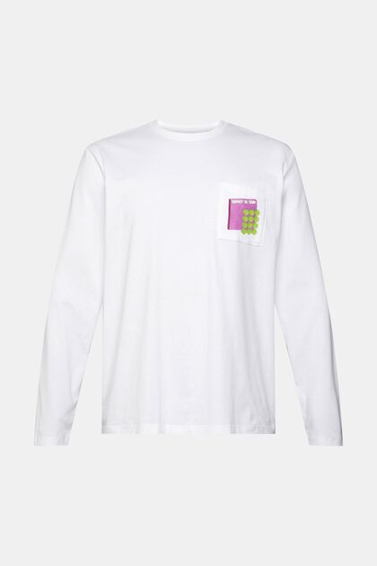 Camiseta de manga larga en tejido de jersey con estampado en el pecho