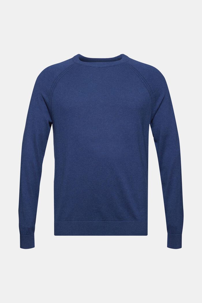 Con cachemir: jersey con cuello redondo, GREY BLUE, detail image number 5