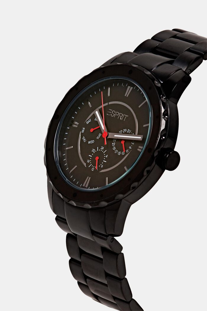 Reloj de acero inoxidable con pulsera de eslabones, BLACK, detail image number 1