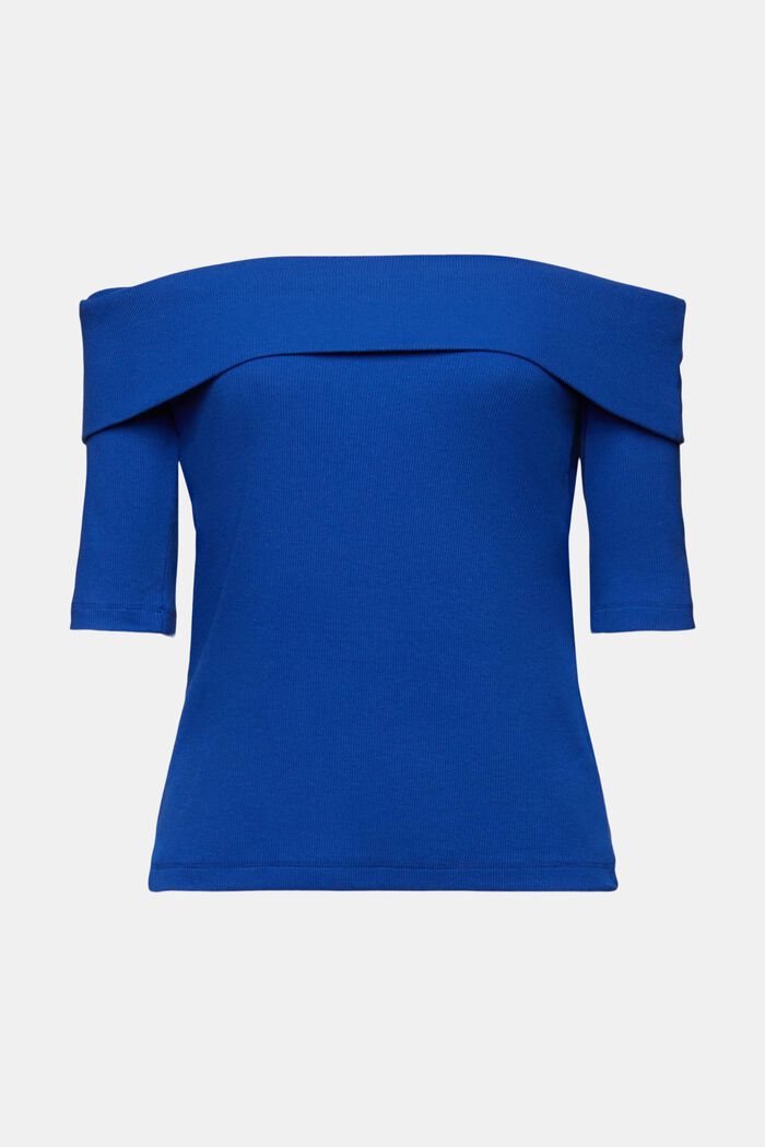 Camiseta de canalé con hombos descubiertos, BRIGHT BLUE, detail image number 5