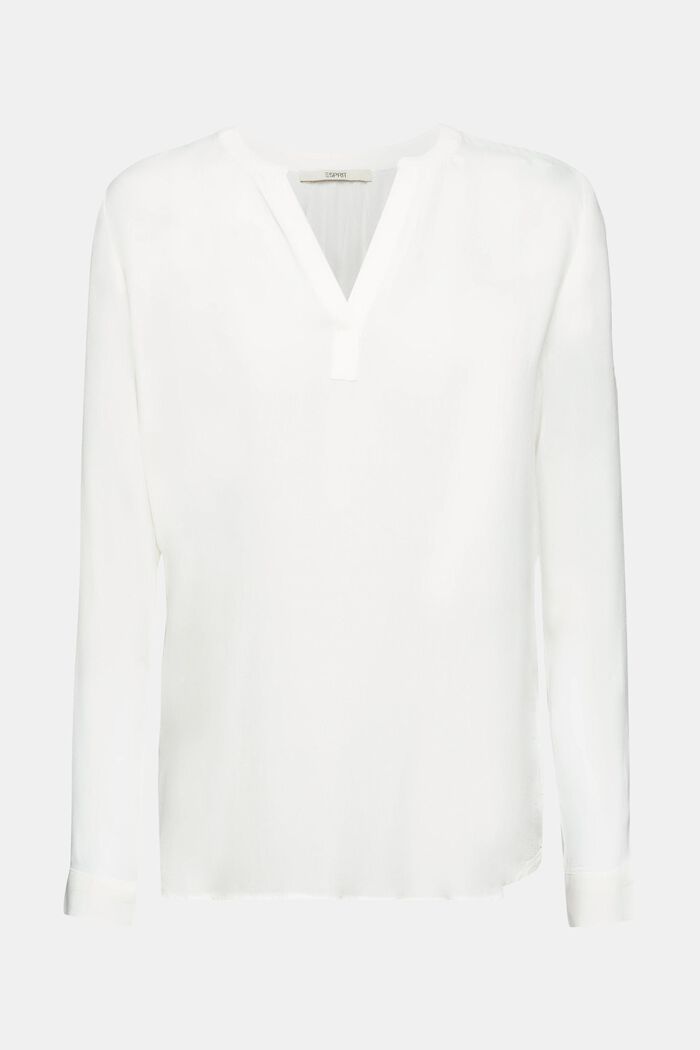 Blusa con cuello en pico realizada en viscosa LENZING™ y ECOVERO™, OFF WHITE, detail image number 6