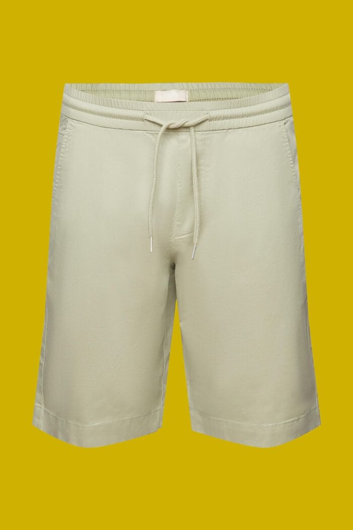 Pantalones cortos en sarga de algodón, LIGHT GREEN, detail image number 7