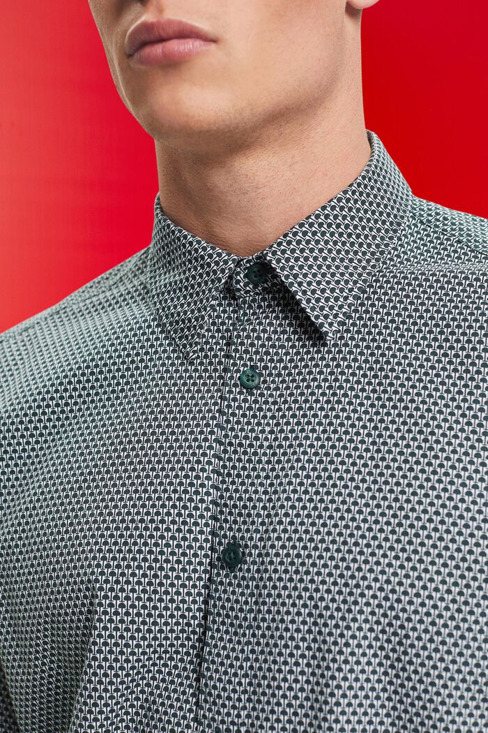 Camisa de corte ceñido con estampado allover, DARK TEAL GREEN, detail image number 2