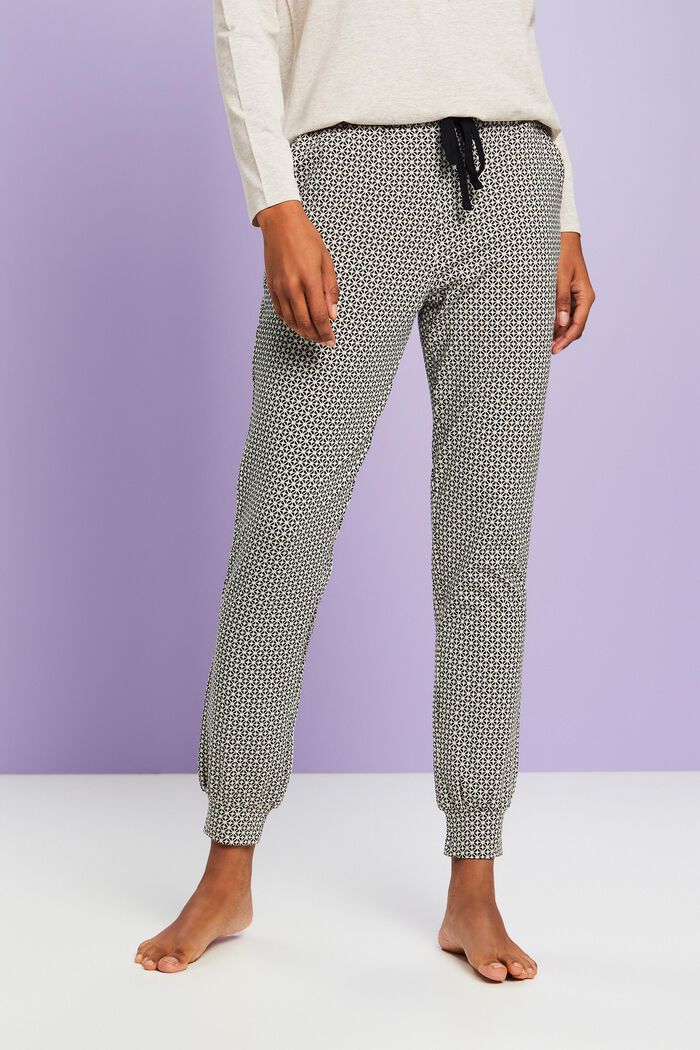 Pantalones de pijama de punto estampados, NEW BLACK, detail image number 0
