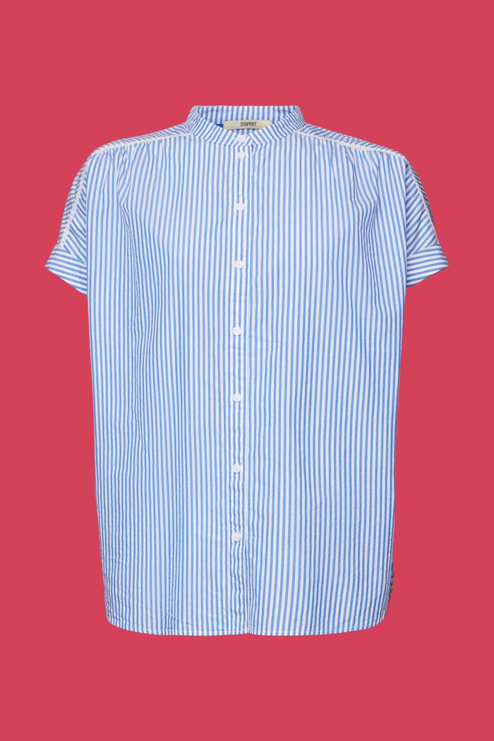 Blusa de manga corta a rayas, 100% algodón, BRIGHT BLUE, detail image number 5