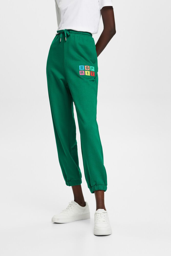 Pantalón deportivo de algodón ecológico con logotipo bordado, DARK GREEN, detail image number 0
