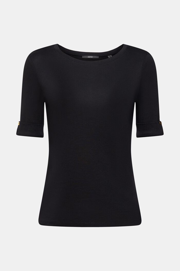 Camiseta con puños remangables en algodón ecológico, BLACK, detail image number 6