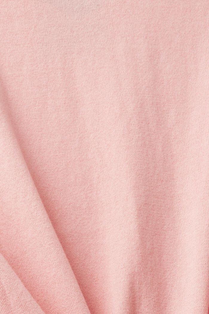 Jersey de algodón con cuello pico, PINK, detail image number 4
