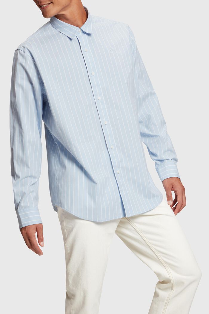 Camisa holgada de popelina con diseño a rayas, WHITE, detail image number 0