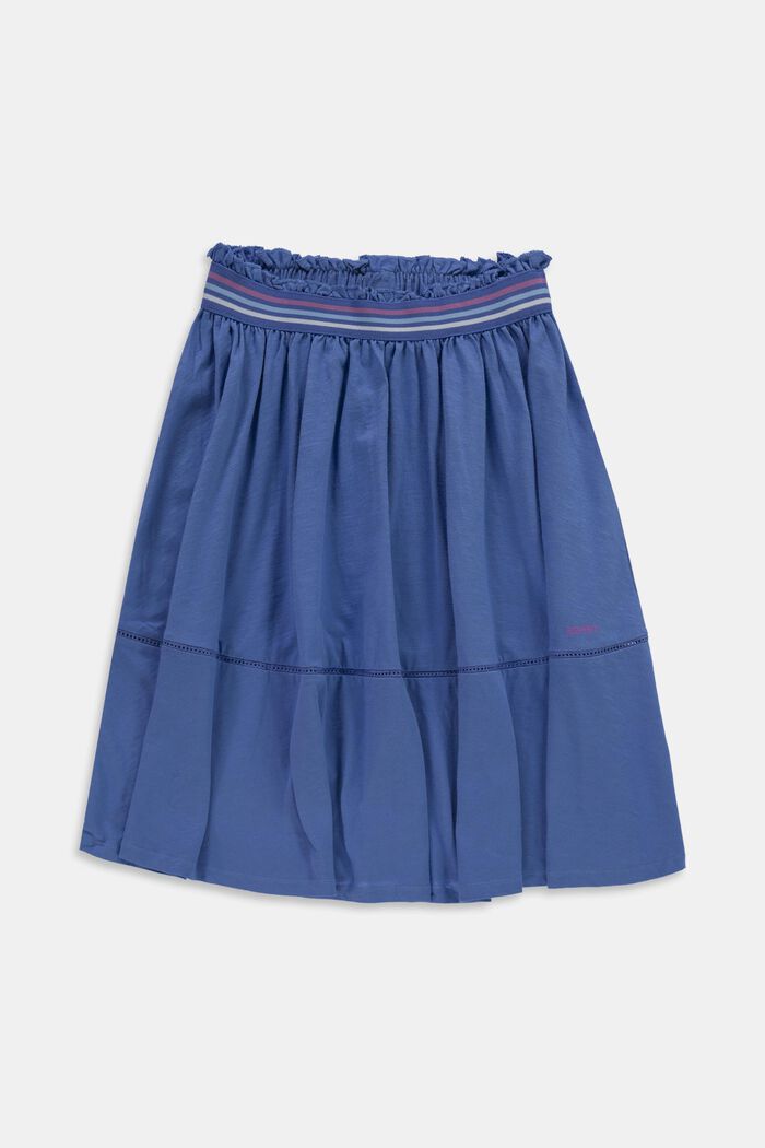 Falda midi con cintura a rayas, BLUE, detail image number 0