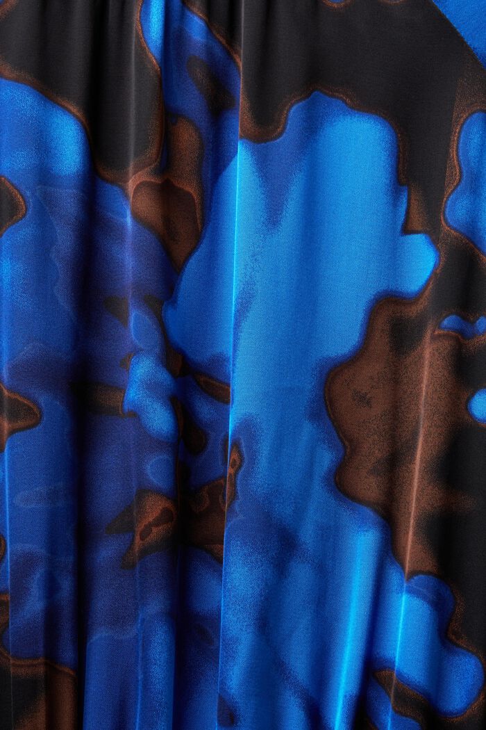 Vestido estampado de satén con frunces, BRIGHT BLUE, detail image number 5