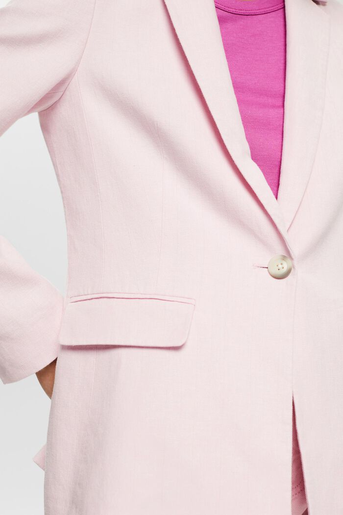 Con lino: blazer con raya diplomática, PINK, detail image number 2