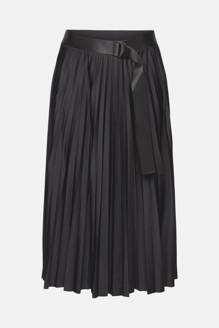 Falda midi plisada con cinturón, BLACK, detail image number 7