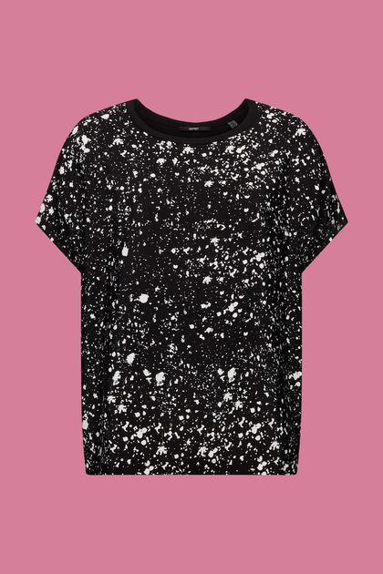 Camiseta en mezcla de tejidos, LENZING™ ECOVERO™, BLACK, overview