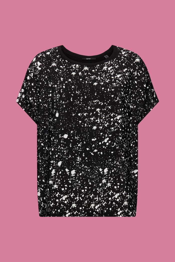 Camiseta en mezcla de tejidos, LENZING™ ECOVERO™, BLACK, detail image number 6