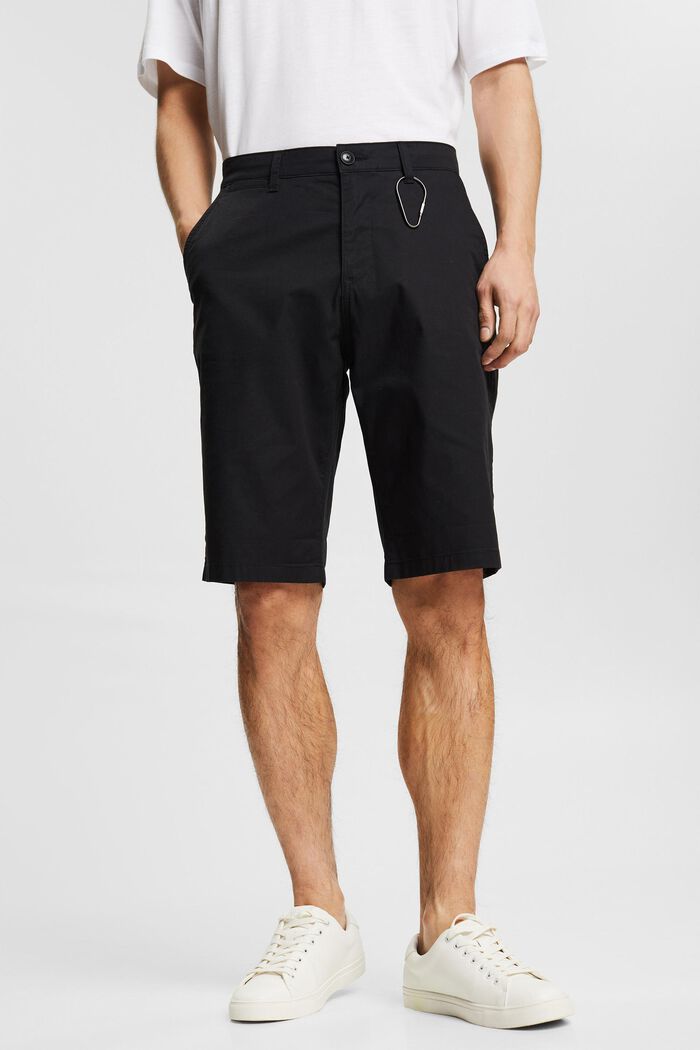 Shorts de algodón ecológico con llavero, BLACK, detail image number 0