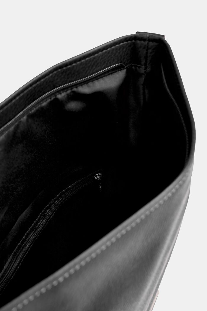 Bolso bandolera de polipiel con solapa, BLACK, detail image number 3