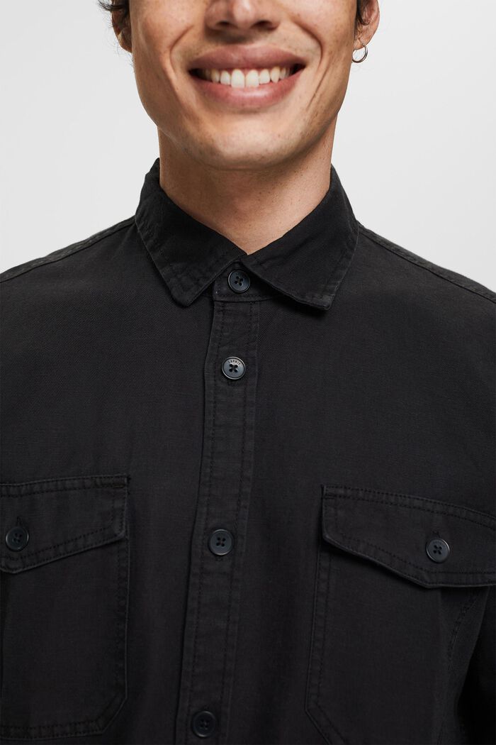 En mezcla de lino: camisa oversize, BLACK, detail image number 2