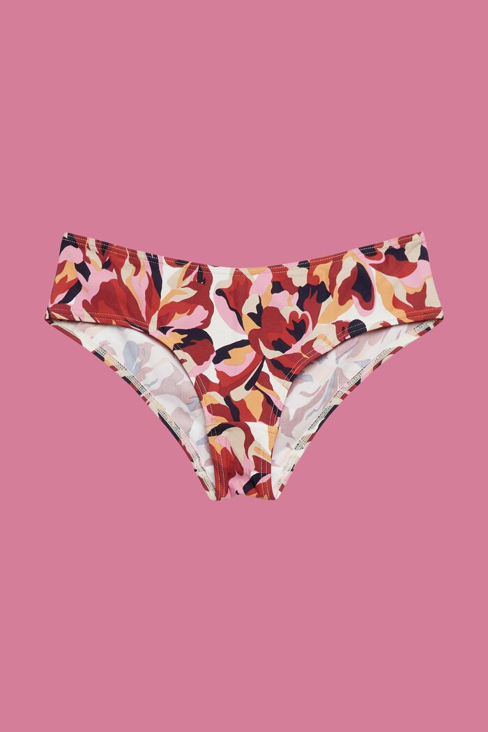 Braguitas de bikini estilo tiro bajo con estampado floral, DARK RED, detail image number 4