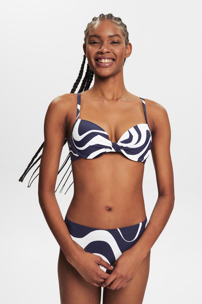 Braguita de bikini de tiro bajo con estampado, NAVY, detail image number 0