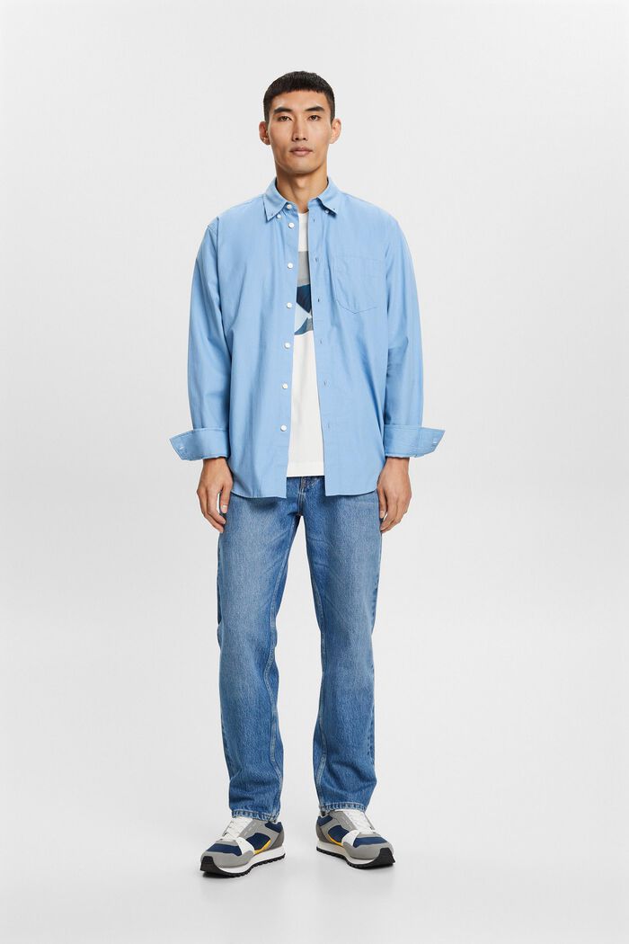 Camisa de cuello abotonado de popelina, 100 % algodón, LIGHT BLUE, detail image number 5