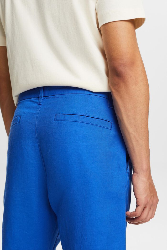 Pantalón Straight en lino y algodón, BRIGHT BLUE, detail image number 3