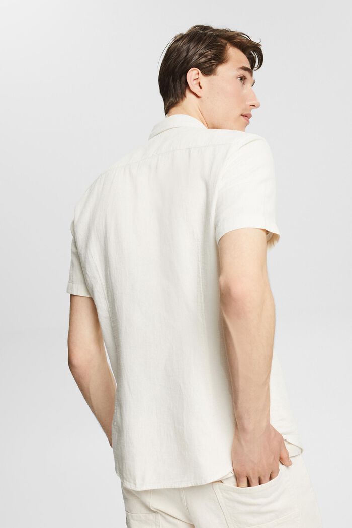 Camisa de manga corta en mezcla de tejidos, OFF WHITE, detail image number 3