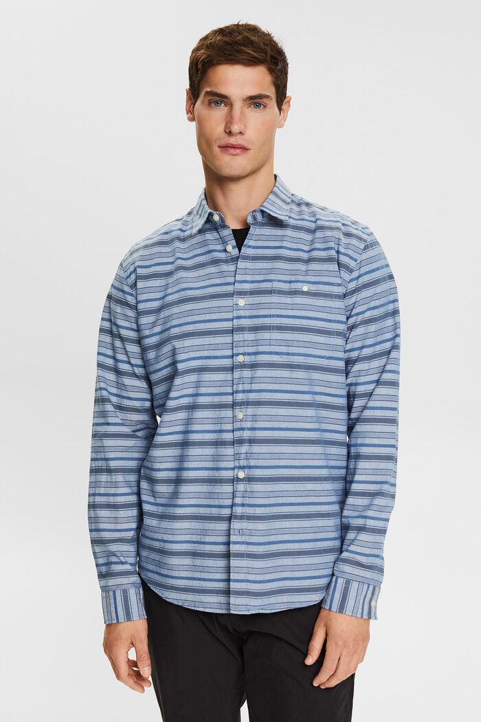 Con lino: camisa de rayas, BLUE, detail image number 0