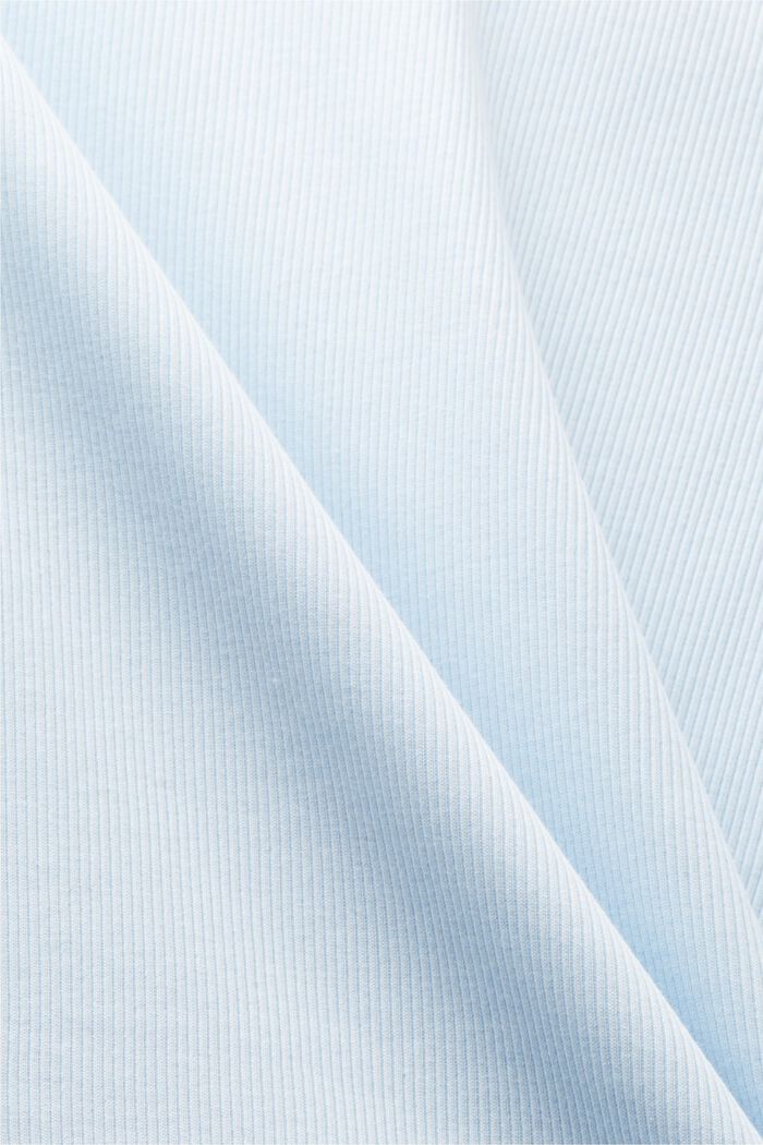 Camiseta de cuello ceñido en jersey de algodón, PASTEL BLUE, detail image number 5