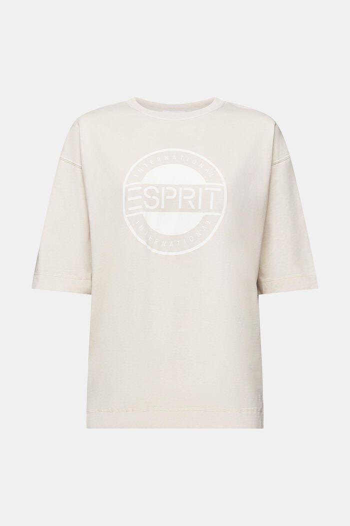 Camiseta en jersey de algodón con logotipo, LIGHT BEIGE, detail image number 6