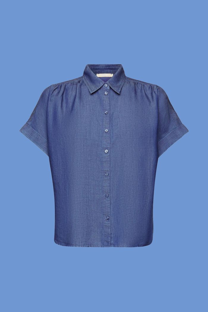 Blusa camisera oversize, TENCEL™, BLUE DARK WASHED, detail image number 7