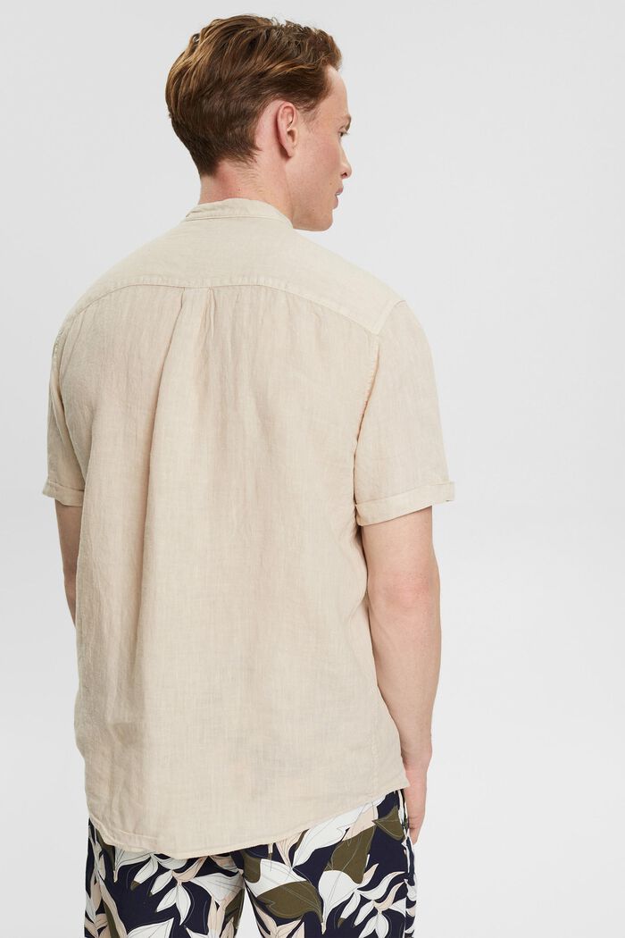 Camisa con cuello mao en 100 % lino, SKIN BEIGE, detail image number 3