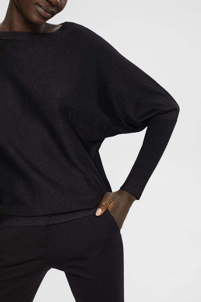 Jersey con tejido brillante, LENZING™ ECOVERO™, BLACK, detail image number 0