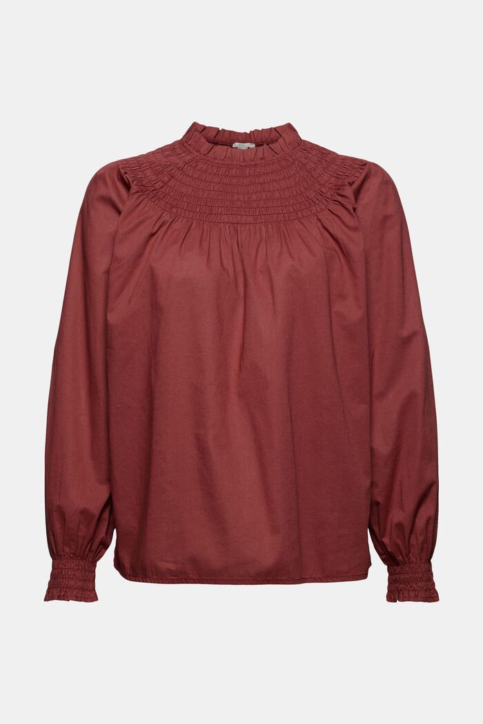 Blusa fruncida en 100% algodón ecológico, GARNET RED, detail image number 6