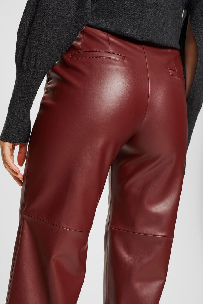 Pantalones tobilleros de polipiel, BORDEAUX RED, detail image number 5