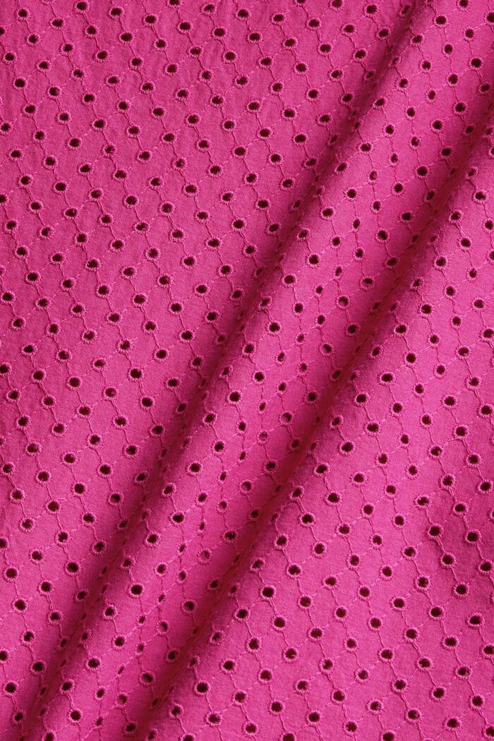 Camiseta con bordado calado, algodón ecológico, PINK FUCHSIA, detail image number 4