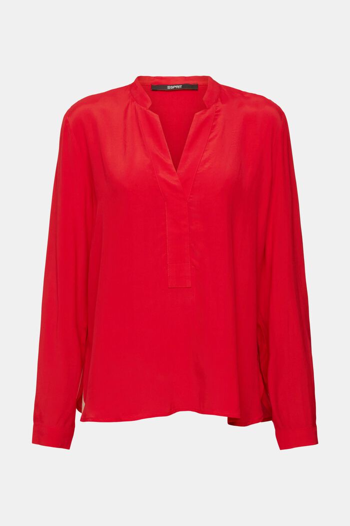 Blusa con cuello pico, LENZING™ ECOVERO™, DARK RED, detail image number 2