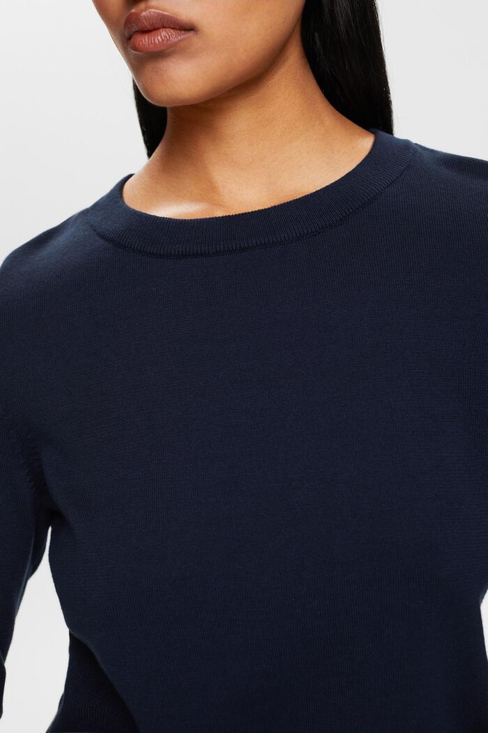 Jersey de algodón con cuello redondo, NAVY, detail image number 3