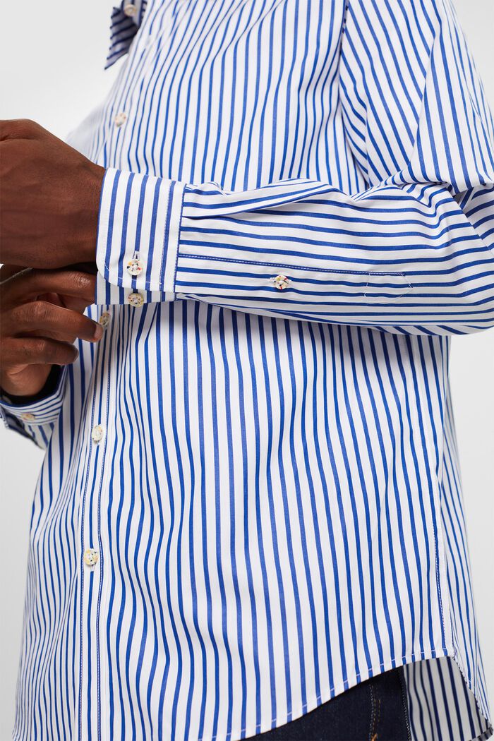 Camisa de popelina de algodón con diseño a rayas, BRIGHT BLUE, detail image number 5