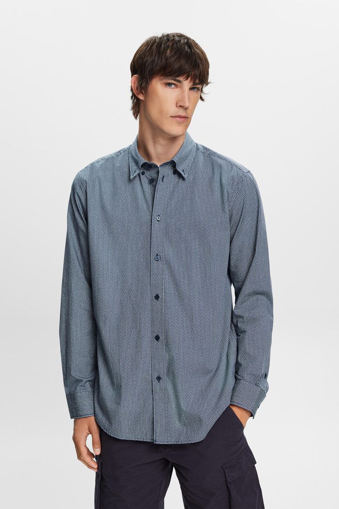 Camisa en popelina de algodón, GREY BLUE, detail image number 0