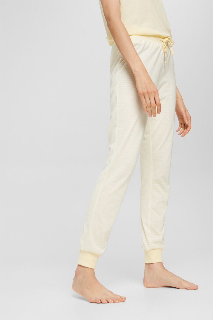 Pantalón de pijama en punto con mezcla de algodón ecológico, NEW PASTEL YELLOW, detail image number 0