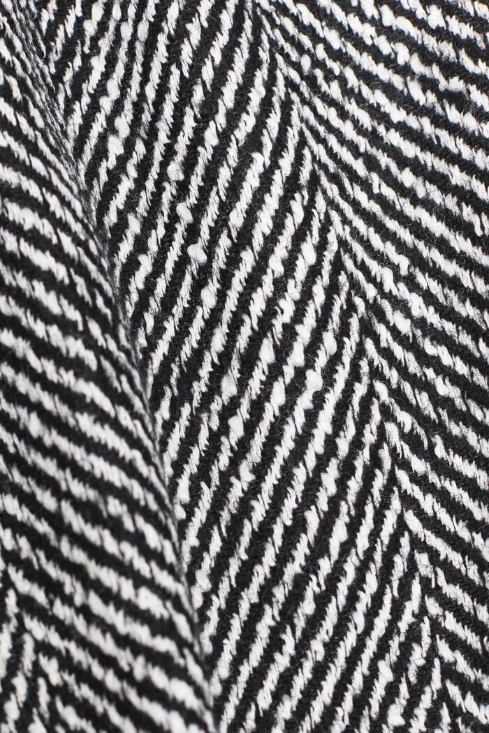 Abrigo con diseño de espiga en mezcla de lana, BLACK, detail image number 3