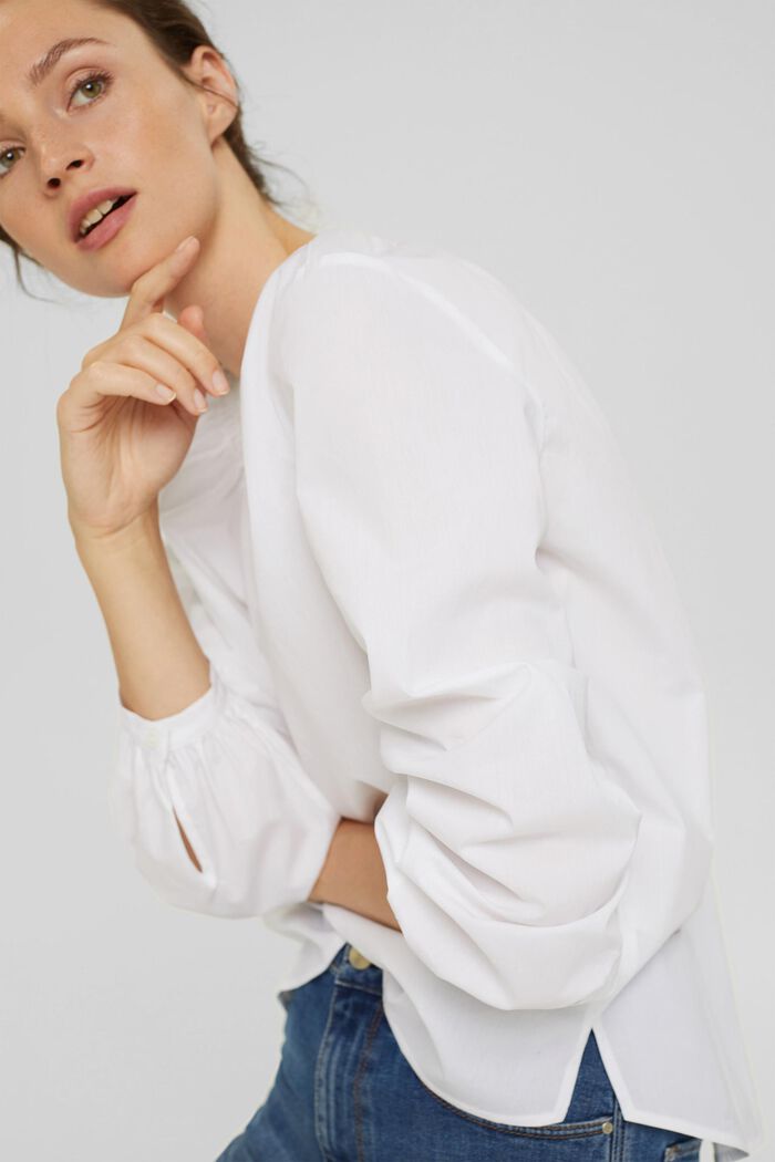 Blusa túnica en 100 % algodón, WHITE, detail image number 5